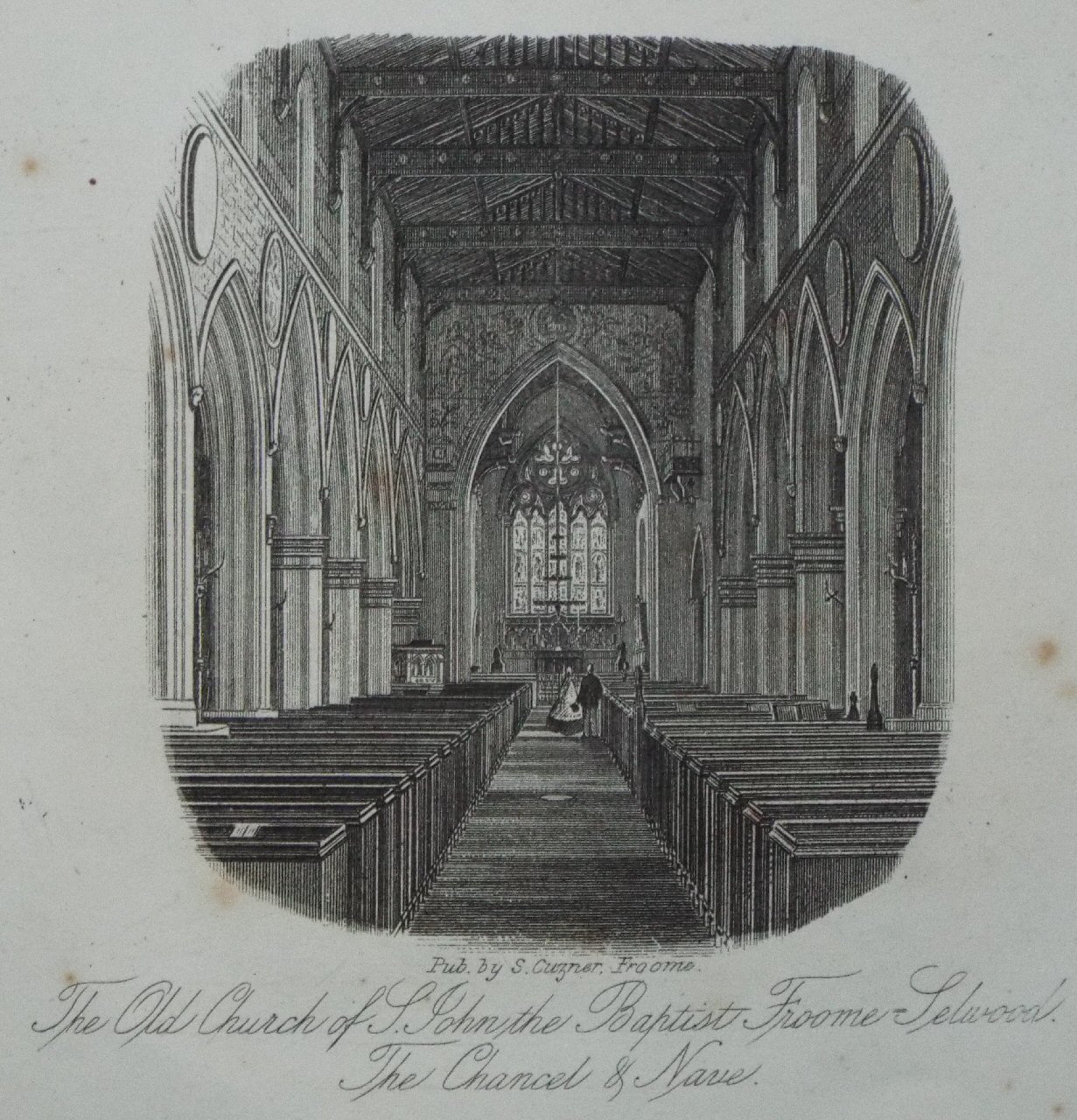 Steel Vignette - The Old Church of S. John the Baptist, Froome-Selwood. The Chancel & Nave.